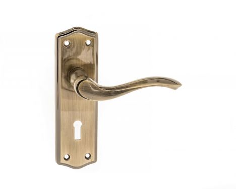 Click Here To Enlarge This Photo Of Atlantic - OE178KAB Old English 'Warwick' Lock Levers on Backplate - Antique Brass
