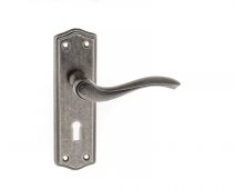 Atlantic - OE178KDS Old English 'Warwick' Lock Levers on Backplate - Distressed Silver