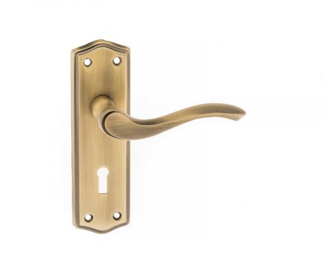 Click Here To Enlarge This Photo Of Atlantic - OE178KMAB Old English 'Warwick' Lock Levers on Backplate - Matt Antique Brass