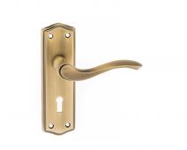 Atlantic - OE178KMAB Old English 'Warwick' Lock Levers on Backplate - Matt Antique Brass
