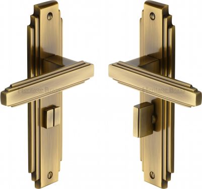 Click Here To Enlarge This Photo Of AST5930-AT Heritage Brass Door Handle For Bathroom Astoria Design Antique Brass Finish