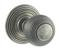 Atlantic - OE50RMKDS Old English 'Ripon' Solid Brass Reeded Mortice Knob on Concealed Fix Rose - Distressed Silver