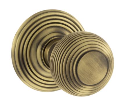 Click Here To Enlarge This Photo Of Atlantic - OE50RMKMAB Old English 'Ripon' Solid Brass Reeded Mortice Knob on Concealed Fix Rose - Matt Antique Brass