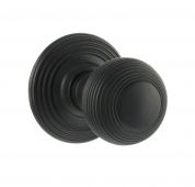Atlantic - OE50RMKMB Old English 'Ripon' Solid Brass Reeded Mortice Knob on Concealed Fix Rose - Matt Black