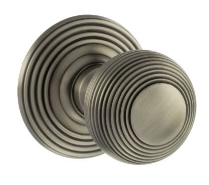 Click Here To Enlarge This Photo Of Atlantic - OE50RMKMBN Old English 'Ripon' Solid Brass Reeded Mortice Knob on Concealed Fix Rose - Matt Gun Metal