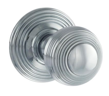 Click Here To Enlarge This Photo Of Atlantic - OE50RMKPC Old English 'Ripon' Solid Brass Reeded Mortice Knob on Concealed Fix Rose - Polished Chrome