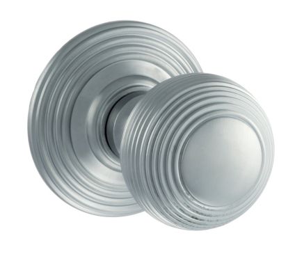 Click Here To Enlarge This Photo Of Atlantic - OE50RMKSC Old English 'Ripon' Solid Brass Reeded Mortice Knob on Concealed Fix Rose - Satin Chrome