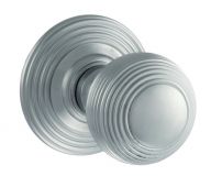 Atlantic - OE50RMKSC Old English 'Ripon' Solid Brass Reeded Mortice Knob on Concealed Fix Rose - Satin Chrome