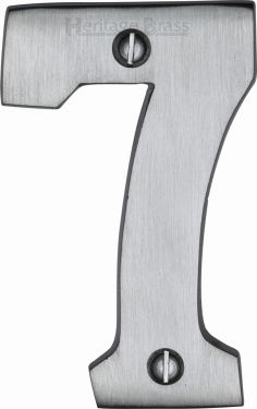 Click Here To Enlarge This Photo Of C1566 7-SC Heritage Brass Numeral 7 Face Fix 76mm (3") Satin Chrome Finish