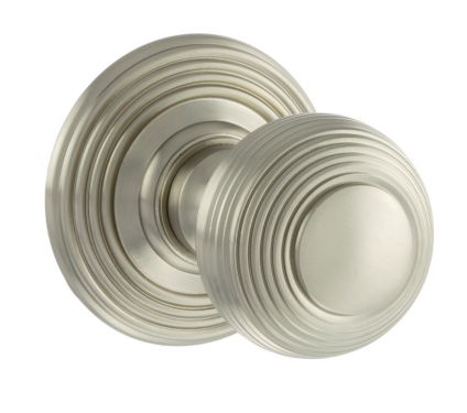 Click Here To Enlarge This Photo Of Atlantic - OE50RMKSN Old English 'Ripon' Solid Brass Reeded Mortice Knob on Concealed Fix Rose - Satin Nickel