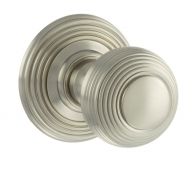 Atlantic - OE50RMKSN Old English 'Ripon' Solid Brass Reeded Mortice Knob on Concealed Fix Rose - Satin Nickel