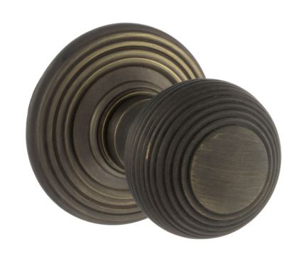 Click Here To Enlarge This Photo Of Atlantic - OE50RMKUB Old English 'Ripon' Solid Brass Reeded Mortice Knob on Concealed Fix Rose - Urban Bronze