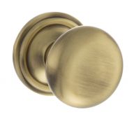 Atlantic - OE58MMKAB Old English 'Harrogate' Solid Brass Mushroom Mortice Knob on Concealed Fix Rose - Antique Brass