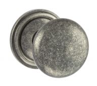 Atlantic - OE58MMKDS Old English 'Harrogate' Solid Brass Mushroom Mortice Knob on Concealed Fix Rose - Distressed Silver