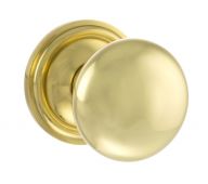 Atlantic - OE58MMKPB Old English 'Harrogate' Solid Brass Mushroom Mortice Knob on Concealed Fix Rose - Polished Brass