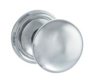 Atlantic - OE58MMKPC Old English 'Harrogate' Solid Brass Mushroom Mortice Knob on Concealed Fix Rose - Polished Chrome