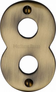 Click Here To Enlarge This Photo Of C1566 8-AT Heritage Brass Numeral 8 Face Fix 76mm (3") Antique Brass Finish