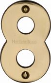 C1566 8-PB Heritage Brass Numeral 8 Face Fix 76mm (3") Polished Brass Finish