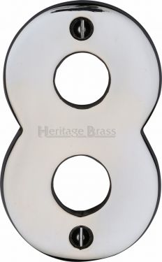 Click Here To Enlarge This Photo Of C1566 8-PC Heritage Brass Numeral 8 Face Fix 76mm (3") Polished Chrome Finish