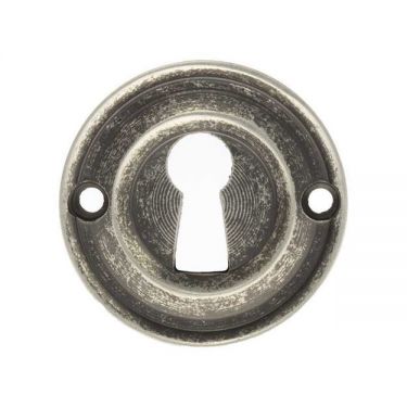Click Here To Enlarge This Photo Of Atlantic - OERKEDS Old English Solid Brass Standard Key Escutcheons - Distressed Silver