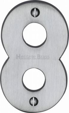 Click Here To Enlarge This Photo Of C1566 8-SC Heritage Brass Numeral 8 Face Fix 76mm (3") Satin Chrome Finish
