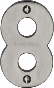 Click Here To Enlarge This Photo Of C1566 8-SN Heritage Brass Numeral 8 Face Fix 76mm (3") Satin Nickel Finish
