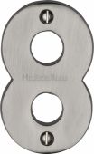 C1566 8-SN Heritage Brass Numeral 8 Face Fix 76mm (3") Satin Nickel Finish