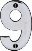 C1566 9-PC Heritage Brass Numeral 9 Face Fix 76mm (3") Polished Chrome Finish