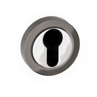 Click Here To Enlarge This Photo Of Atlantic - S3ESCERBNPC STATUS Euro Escutcheons on Round Rose - Black Nickel/Polished Chrome