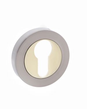 Click Here To Enlarge This Photo Of Atlantic - S3ESCERSNBP STATUS Euro Escutcheons on Round Rose - Satin Nickel/Polished Brass