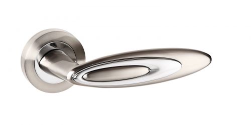 Click Here To Enlarge This Photo Of Atlantic - SPM222SNCP Senza Pari 'Elisse' Designer Lever on Round Rose - Satin Nickel/Polished Chrome