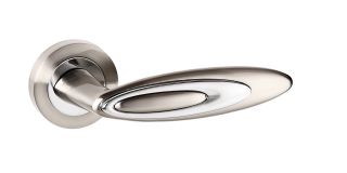Atlantic - SPM222SNCP Senza Pari 'Elisse' Designer Lever on Round Rose - Satin Nickel/Polished Chrome