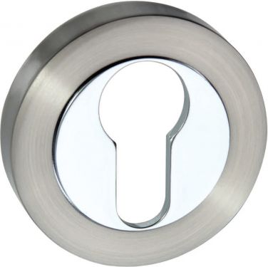 Click Here To Enlarge This Photo Of Atlantic - SPMESCESNCP Senza Pari Euro Escutcheons on Round Rose - Satin Nickel/Polished Chrome