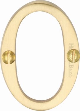 Click Here To Enlarge This Photo Of C1567 0-SB Heritage Brass Numeral 0 Face Fix 51mm (2") Satin Brass Finish