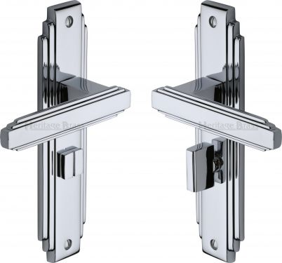 Click Here To Enlarge This Photo Of AST5930-PC Heritage Brass Door Handle For Bathroom Astoria Design Polished Chrome Finish
