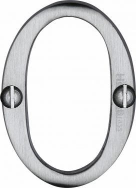 Click Here To Enlarge This Photo Of C1567 0-SC Heritage Brass Numeral 0 Face Fix 51mm (2") Satin Chrome Finish