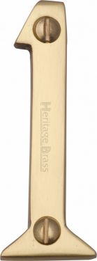 Click Here To Enlarge This Photo Of C1567 1-PB Heritage Brass Numeral 1 Face Fix 51mm (2") Polished Brass Finish