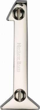 Click Here To Enlarge This Photo Of C1567 1-PNF Heritage Brass Numeral 1 Face Fix 51mm (2") Polished Nickel Finish