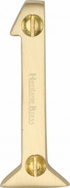 Click Here To Enlarge This Photo Of C1567 1-SB Heritage Brass Numeral 1 Face Fix 51mm (2") Satin Brass Finish