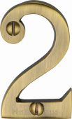 C1567 2-AT Heritage Brass Numeral 2 Face Fix 51mm (2") Antique Brass Finish