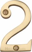 C1567 2-PB Heritage Brass Numeral 2 Face Fix 51mm (2") Polished Brass Finish