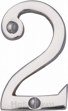Click Here To Enlarge This Photo Of C1567 2-PC Heritage Brass Numeral 2 Face Fix 51mm (2") Polished Chrome Finish