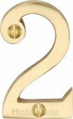C1567 2-SB Heritage Brass Numeral 2 Face Fix 51mm (2") Satin Brass Finish