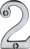 C1567 2-SC Heritage Brass Numeral 2 Face Fix 51mm (2") Satin Chrome Finish