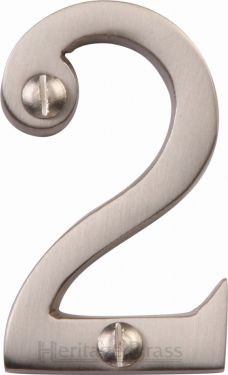 Click Here To Enlarge This Photo Of C1567 2-SN Heritage Brass Numeral 2 Face Fix 51mm (2") Satin Nickel Finish