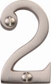 C1567 2-SN Heritage Brass Numeral 2 Face Fix 51mm (2") Satin Nickel Finish