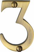 C1567 3-AT Heritage Brass Numeral 3 Face Fix 51mm (2") Antique Brass Finish