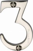 C1567 3-PNF Heritage Brass Numeral 3 Face Fix 51mm (2") Polished Nickel Finish