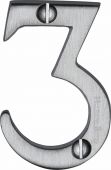 C1567 3-SC Heritage Brass Numeral 3 Face Fix 51mm (2") Satin Chrome Finish