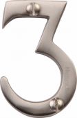 C1567 3-SN Heritage Brass Numeral 3 Face Fix 51mm (2") Satin Nickel Finish